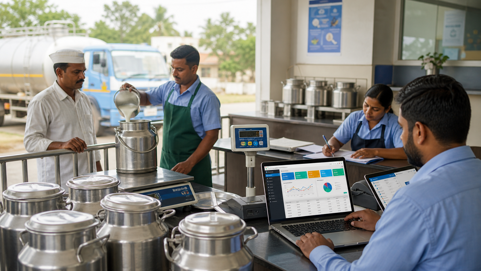 Milk procurement software in a dairy collection center